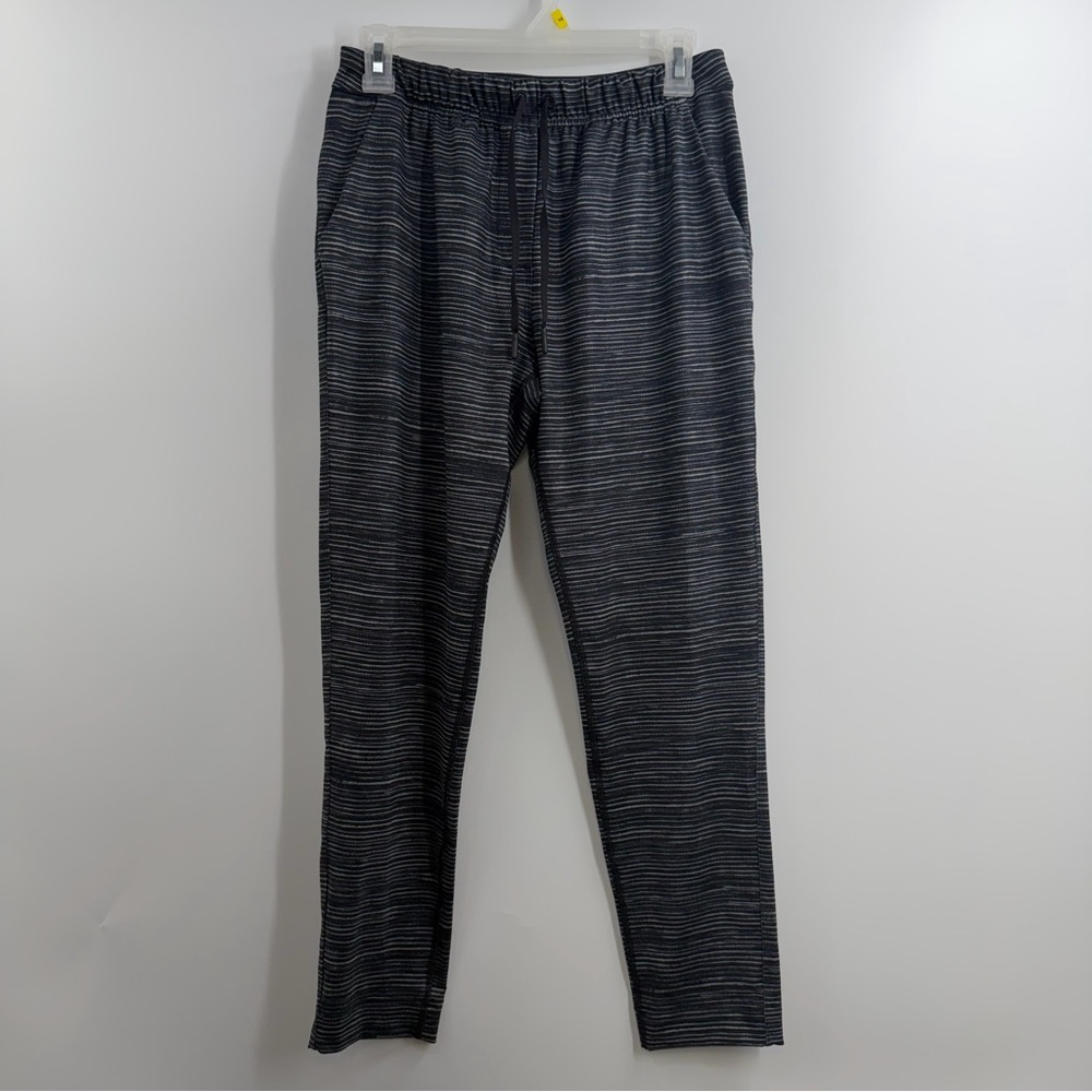 Lululemon Jet Crop Slim Luxtreme Pants Blurry Belle Black Stripe Sz 4